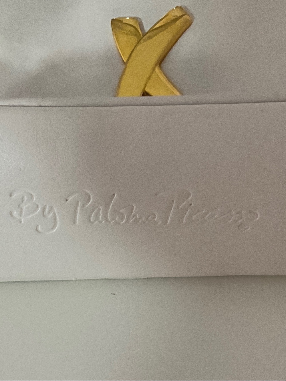 Paloma Picasso White Shoulder Bag with Gold X Accent - Picture 6 of 7
